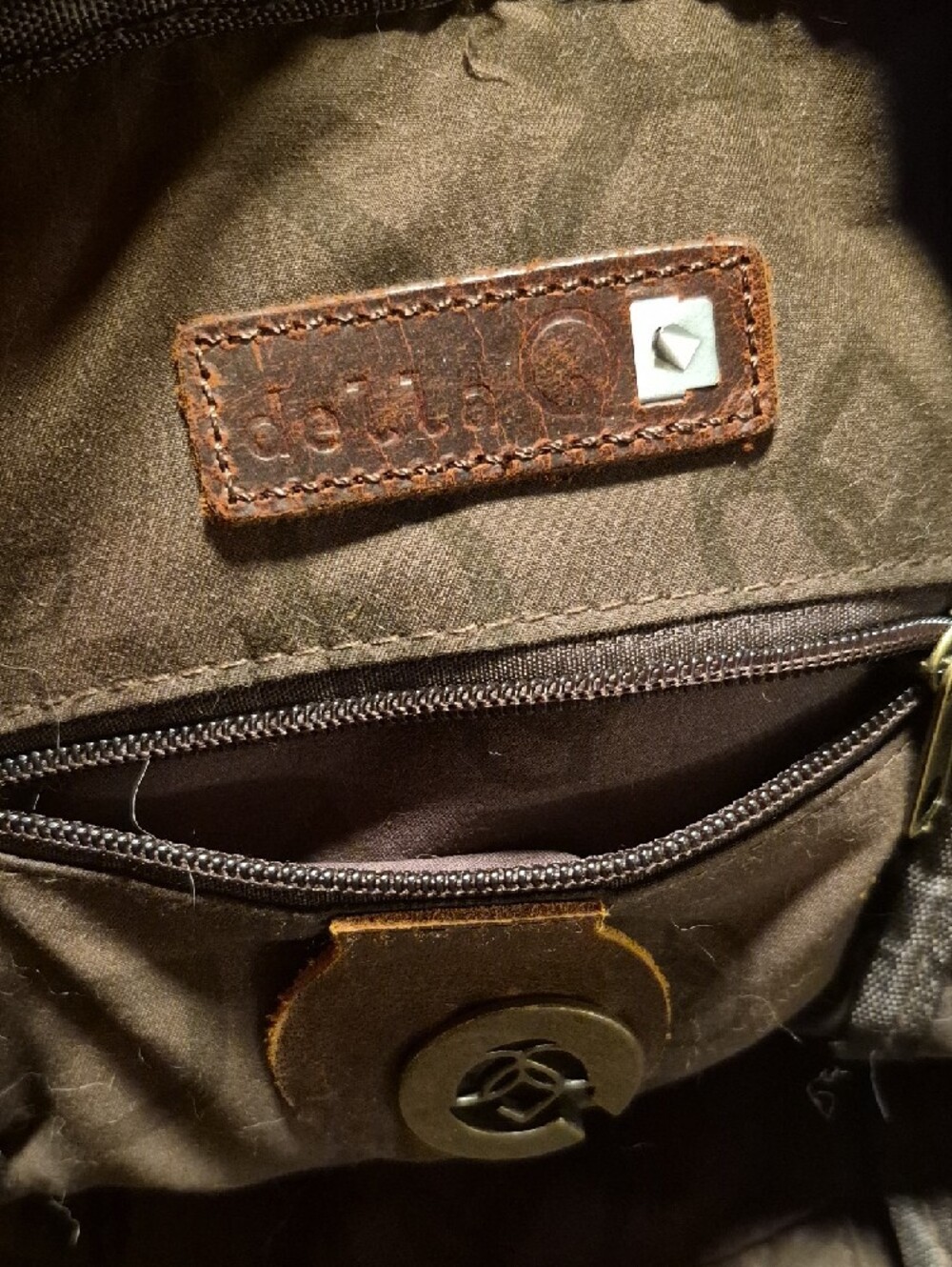 Burgundy Canvas Sling Bag with Brown Leather Trim - Picture 7 of 8